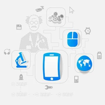 Technology sticker infographic Stock Illustration