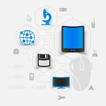 Technology sticker infographic Illustrazione stock