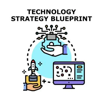 Technology strategy blueprint plan for business development Stock Illustration