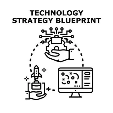Technology strategy blueprint plan for business development Stock Illustration