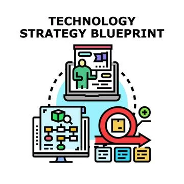 Technology strategy blueprint planning and agile development process Stock Illustration