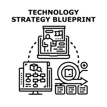 Technology strategy blueprint planning and agile development process Stock Illustration