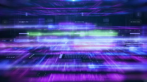 Technology streaming line hologram data fields structure 4K motion background Stock Footage 296090352