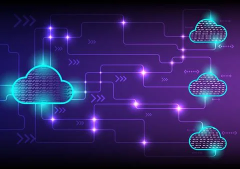 Technology style background, clouds network communication and linking Stock Illustration