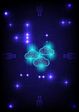 Technology style background, clouds network communication and connection Stock Illustration