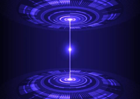 Technology style background, digital network rings with illuminated light Stock Illustration