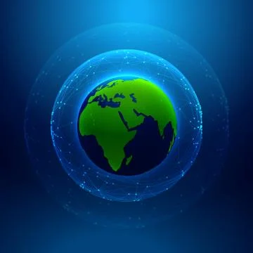 Technology style background with earth and network lines Stock Illustration