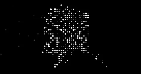 Technology Style Falling Dots Creating the Alaska Map Shape Video stock 323197173