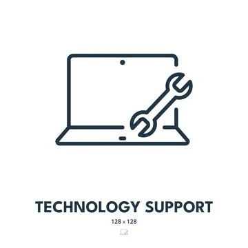 Technology Support Icon. Tech Support, Assistance, Troubleshooting. Editabl.. Stock Illustration