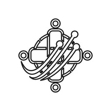 Technology swash people Commitment Teamwork Together Outline Logo 스톡 일러스트