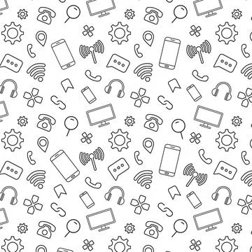 Technology Symbols Pattern Background Vector Illustration Stock Illustration