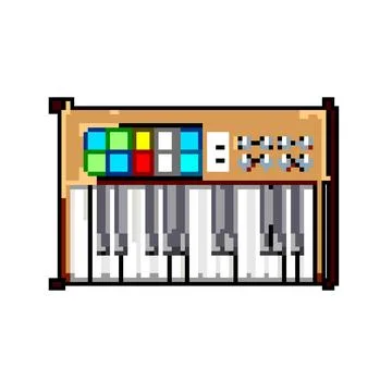 Technology synthesizer audio game pixel art vector illustration Illustrazione stock