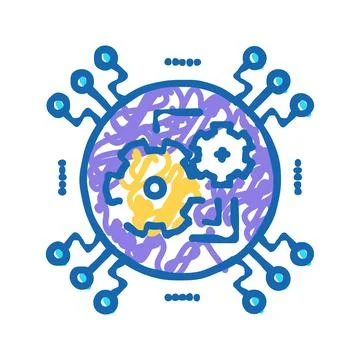 Technology system icon doodle illustration Stock Illustration
