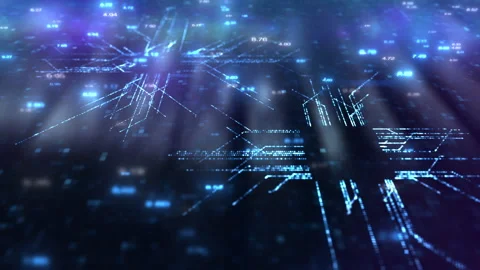 Technology Table with Data Connections Stock Footage 141402599