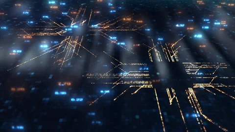 Technology Table with Data Connections Stock Footage 141402799