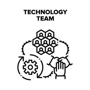 Technology Team Vector Black Illustration Stock Illustration