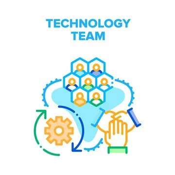 Technology Team Vector Concept Color Illustration Illustrazione stock