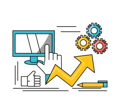 Technology teamwork to development process イラスト素材