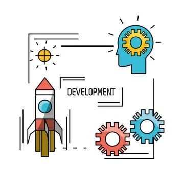 Technology teamwork to development process イラスト素材