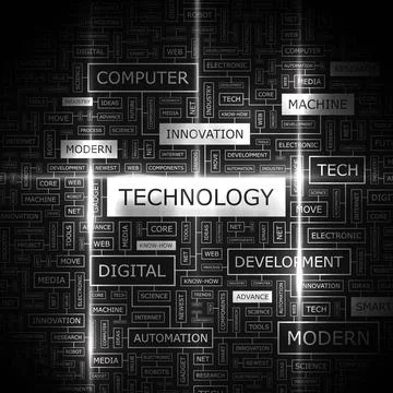 TECHNOLOGY TECHNOLOGY. Word cloud illustration. Tag cloud concept collage.... Stock Photos