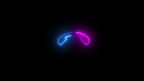 Technology telephone call icon. technology Handset icon. technology neon li.. Stock Footage 293484371