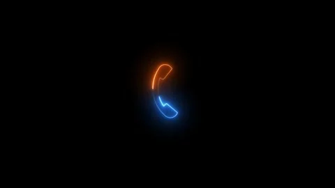 Technology telephone call icon. technology Handset icon. technology neon li.. Stock Footage 293484373