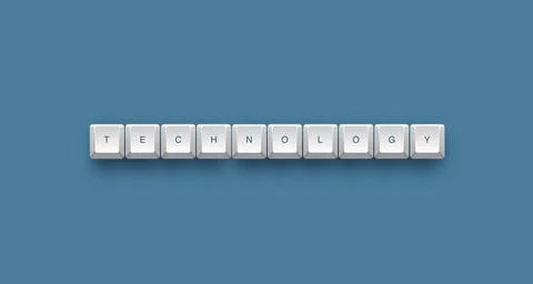 Technology text on a 3d keyboard button with shadow concept series 스톡 일러스트