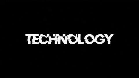 Technology text with glitch screen effects on a black background. Video stock 150771369