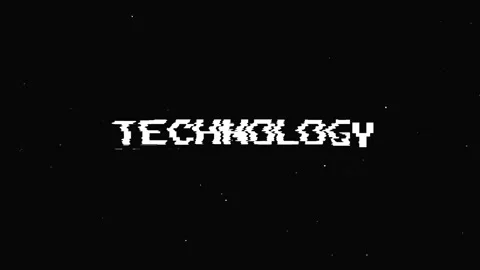 Technology text with glitch screen effects on a black background. Stock Footage 150772331