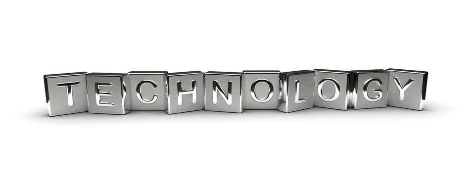 Technology Text on Metal Block Illustrazione stock