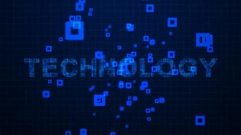 Technology Texts Circuit Lines Animation on Grid Background Ilustración de archivo