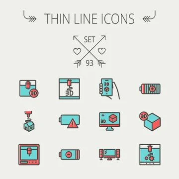 Technology thin line icon set Illustrazione stock