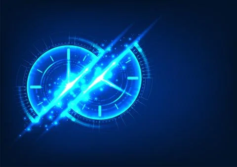 Technology time with techno circle divided in half It conveys the time of s.. 스톡 일러스트