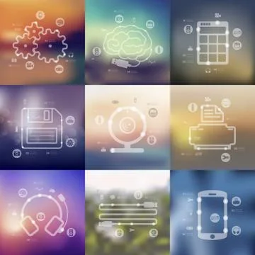 Technology timeline infographics with blurred background Stock Illustration