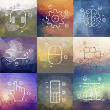 Technology timeline infographics with blurred background Illustrazione stock