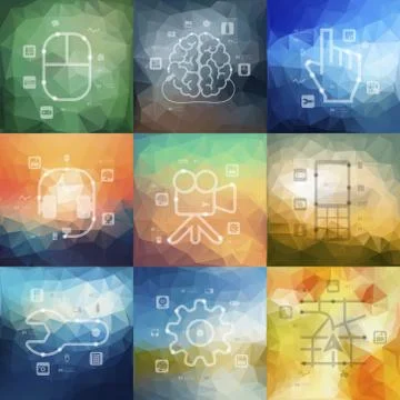 Technology timeline infographics with blurred background Stock Illustration
