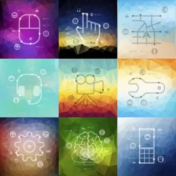 Technology timeline infographics with blurred background Stock Illustration
