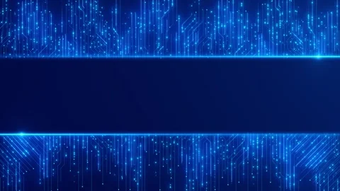 Technology title frame circuit background cyan glowing pathways, dark blue cente Stock Footage 340548263