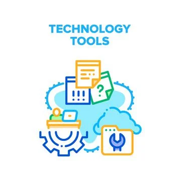 Technology Tools Vector Concept Color Illustration Stock Illustration