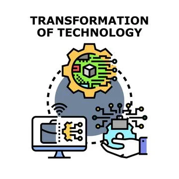 Technology transformation process developing modern digital future Stock Illustration
