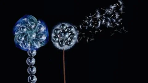 Technology transforming into pure nature concept of sustainable development Illustrazione stock