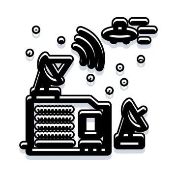 Technology transmitting receiving space signals communication system Stock Illustration