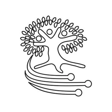 Technology tree Commitment Teamwork Together Outline Logo Stockillustratie