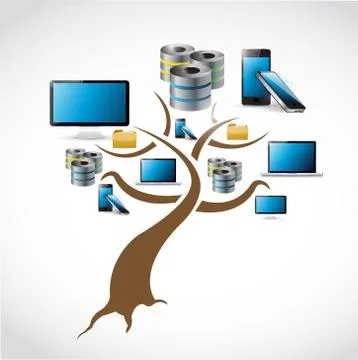 Technology tree illustration design Stock Illustration