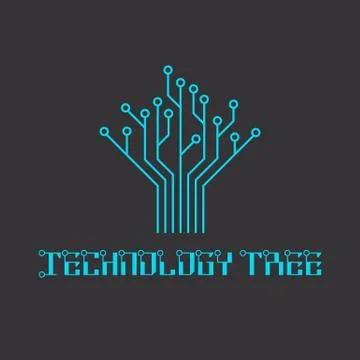 Technology tree of the microcircuit, engineering logo Stock Illustration