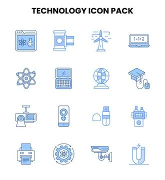 Technology Two Colour Bundle Icons Pack 스톡 일러스트