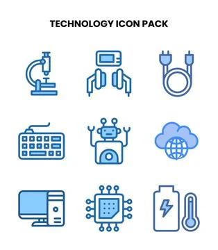 Technology Two Colour Design Icons Pack Stock Illustration