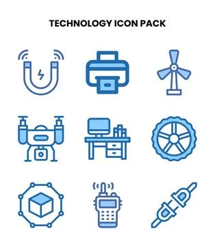Technology Two Colour Design Icons Pack Stock Illustration