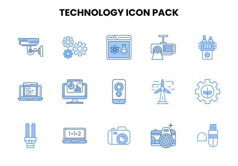 Technology Two Colour Design Icons Pack Stock-Illustration