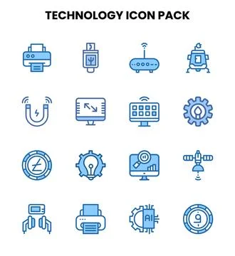 Technology Two Colour Graphics Icons Pack Stock-Illustration